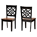 Baxton Studio Nicolette Dining Chairs, Dark Brown/Walnut Brown, Set Of 2 Chairs