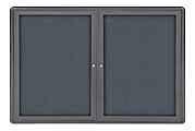 Ghent Ovation 2-Door Bulletin Board, Fabric, 34" x 47", Gray, Gray Aluminum Frame
