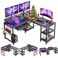 Bestier L-Shaped Corner Computer Desk w/Storage Shelf Deals