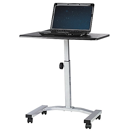 Height-Adjustable Mobile Laptop Cart, 33 1/16"H x 23 5/8"W x 15 3/4"D, Black/Silver