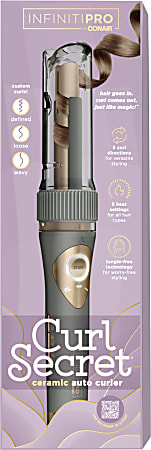 Conair INFINITIPRO Curl Secret Automatic Curling Iron, 4-1/2”, Gray/Gold
