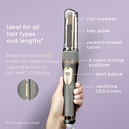 Conair INFINITIPRO Curl Secret Automatic Curling Iron 4 12 GrayGold Office Depot