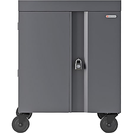 Bretford CUBE Cart, 2 Shelf, 4 Casters, Steel, 30"W x 26.50"D x 37.50"H, Charcoal, For 32 Devices