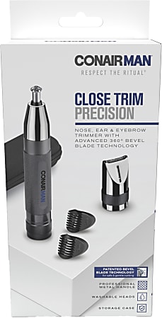 Conair Man Nose, Ear and Eyebrow Trimmer with Advanced Cutting Technology, Gray