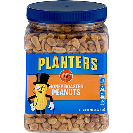 PLANTERS® Dry-Roasted Honey Peanuts, 34.5 Oz Tub