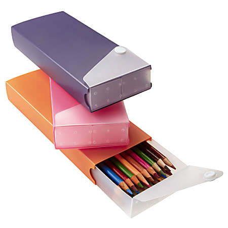Office Depot® Brand Slider Pencil Box, Assorted Colors (No Color Choice)