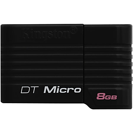 Kingston 8GB DataTraveler Micro USB FLash Drive - 8 GB - USB - Black - 5 Year Warranty