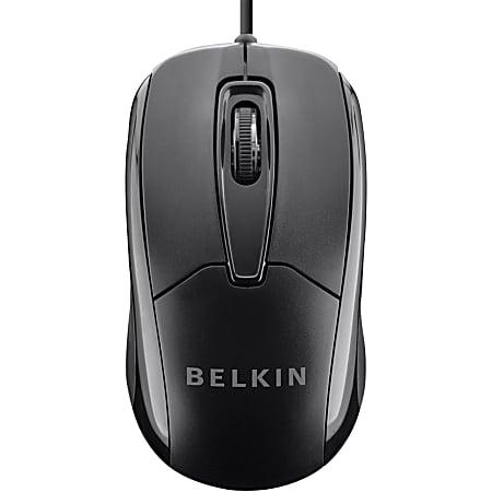 Belkin Wired USB Ergonomic Mouse - Optical - Cable - 1 Pack - USB - 800 dpi - Scroll Wheel - 3 Button(s)