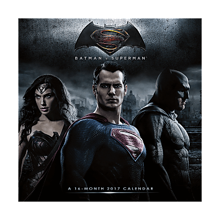 DateWorks Batman Vs Superman 16-Month Wall Calendar, 12" x 12", September 2016 to December 2017