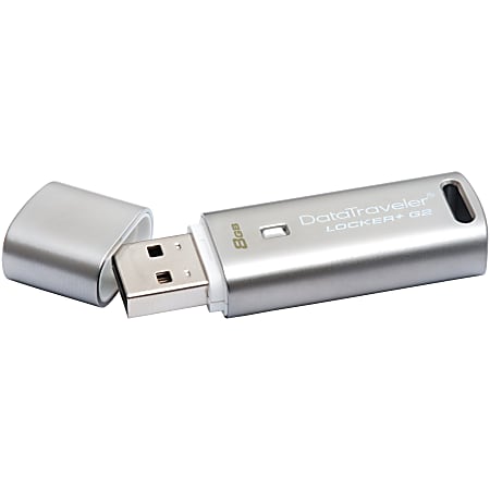 Kingston 8GB DataTraveler Locker+ G2 USB 2.0 Flash Drive - 8 GB - USB 2.0 - 10 MB/s Read Speed - 5 MB/s Write Speed - 5 Year Warranty