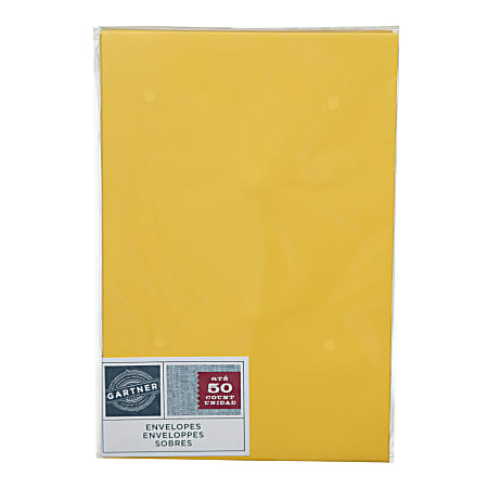 Gartner Studios® Envelopes, A9, Gummed Seal, Yellow, Pack