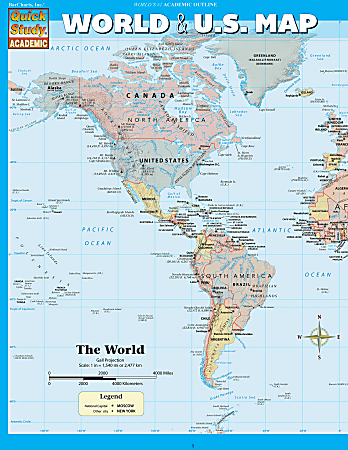 QuickStudy Guide, World &amp; U.S. Map
