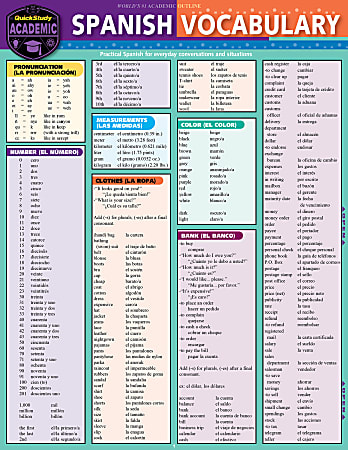 QuickStudy Guide, Spanish Vocabulary, 225503