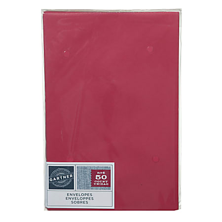 Gartner Studios® Envelopes, A9, Gummed Seal, Red, Pack