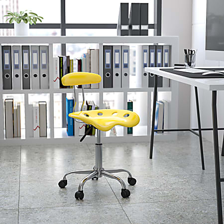 Flash Furniture Vibrant Low-Back Task Chair With Tractor Seat, Orange-Yellow/Chrome