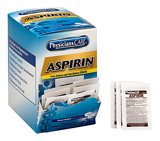 PhysiciansCare Aspirin Pain Reliever Medication, 2 Tablets Per