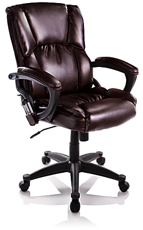 True Innovations Mid-Back Bonded Leather Massage Chair, 41"H x 25 1/4"W x 27 1/2"D, Brown