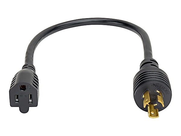 Eaton Tripp Lite Series Power Cord Adapter, NEMA 5-15R to NEMA L5-15P - Heavy-Duty, 15A, 120V, 14 AWG, 1 ft. (0.31 m), Black - Power cable - NEMA L5-15 (P) to NEMA 5-15 (R) - AC 110 V - 1 ft - black