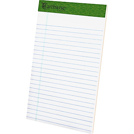 TOPS Recycled Perforated Jr. Legal Rule Pads - 50 Sheets - 0.28" Ruled - 15 lb Basis Weight - 5" x 8" - Environmentally Friendly, Perforated - Recycled - 12 / Dozen