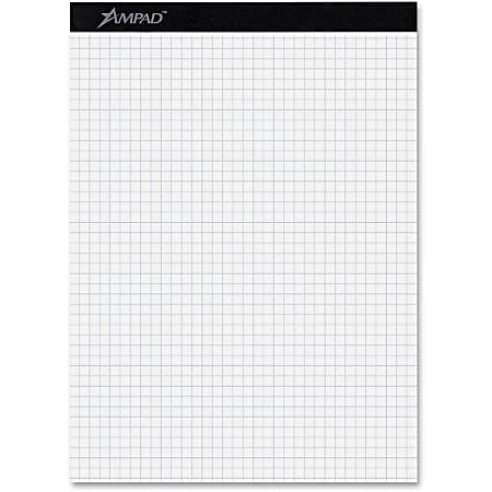 Ampad® Graph Writing Pad 8-1/2x11, Quad Ruling Graph Paper, 8  Squares/Inch, White, 50 Sheets/Pad