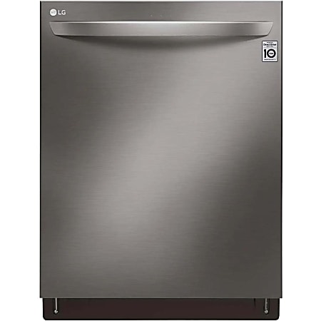 LG Top Control Smart Wi-Fi Enabled Dishwasher with QuadWash and TrueSteam - 24" - Built-in - 15 Place Settings - SenseClean Wash System - 3 Wash Arms - 42 dB - Smart Connect - Digital Inverter Motor - Black Stainless Steel