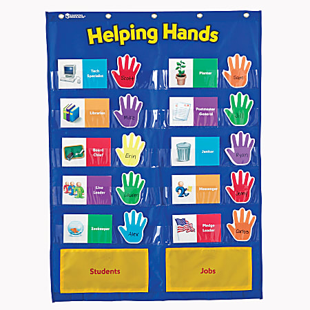 Learning Resources Helping Hands Pocket Chart, 29 1/2" x 22", Blue/Yellow, Kindergarten - Grade 3