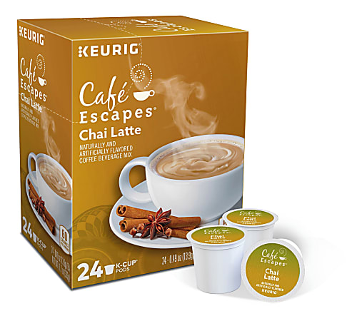 Cafe Escapes™ Single-Serve K-Cup® Pods, Chai Latte Coffee, Carton Of 24