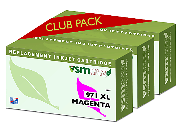 VSM VSM971XL-MAG-3PK (HP 971XL / CN627AM) High-Yield Remanufactured Magenta Ink Cartridges, Pack Of 3