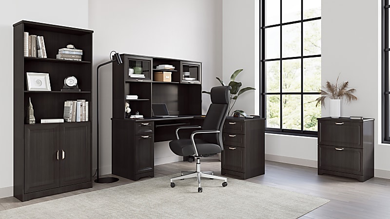 Realspace Magellan 59 W L Shape Corner Computer Desk Espresso ODP Business Solutions