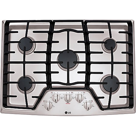 LG LCG3611BD Gas Cooktop - 36" Wide - 5 Cooking Element(s) - Burner - Knob Control(s) - Black Stainless Steel - Stainless Steel