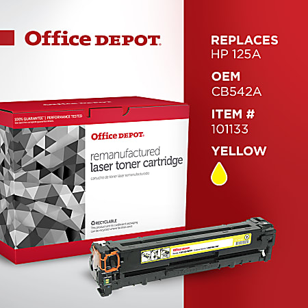Remanufactured Yellow Toner, Replacement for 125A (CB542A), 1,400 Page-Yield