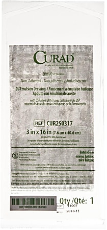 CURAD® Sterile Oil Emulsion Non-Adherent Gauze, 3" x 16", White, Pack Of 216