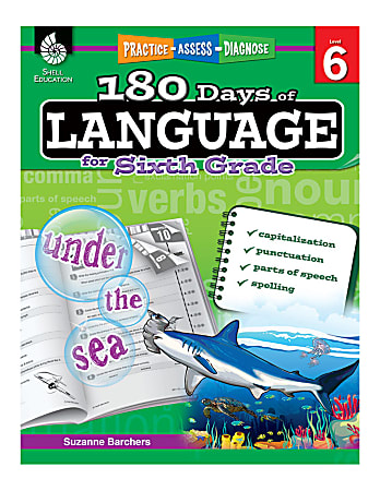 Shell Education 180 Days Of Language Workbook, Grade 6
