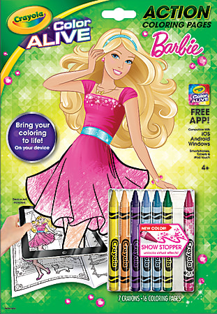 Crayola® Color Alive Barbie Virtual Coloring Book With Crayons, 8" x 11", 16 Pages