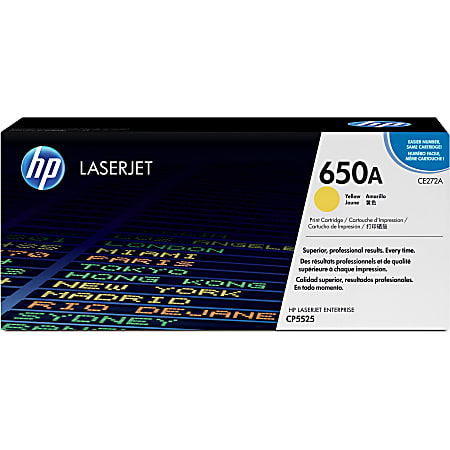 HP 650A Yellow Toner Cartridge, CE272A