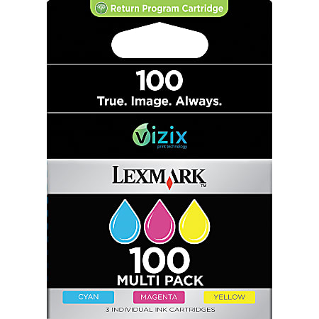 Lexmark™ 100 Cyan, Magenta, Yellow Ink Cartridges, Pack Of 3, 14N0685