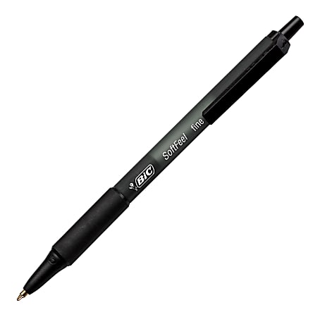 24-Count, Black Fine Point Black Ink BIC Soft Feel Retractable Ball Point Pen