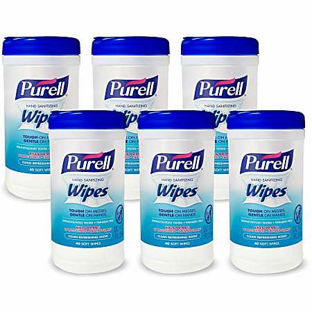 PURELL Clean Scent Hand Sanitizing Wipes - Clean - White - Durable, Alcohol-free - For Hand, Multi Surface, Face - 40 Per Canister - 1 Each