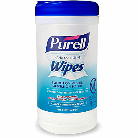 PURELL Clean Scent Hand Sanitizing Wipes - Clean - White - Durable, Alcohol-free - For Hand, Multi Surface, Face - 40 Per Canister - 1 Each