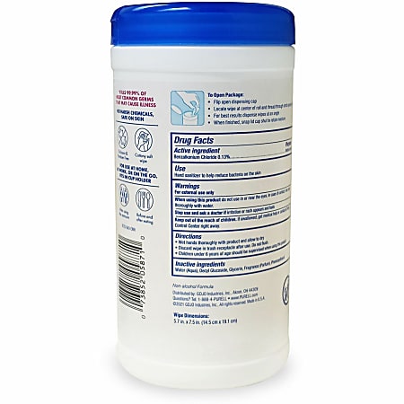 PURELL Clean Scent Hand Sanitizing Wipes - Clean - White - Durable, Alcohol-free - For Hand, Multi Surface, Face - 40 Per Canister - 1 Each