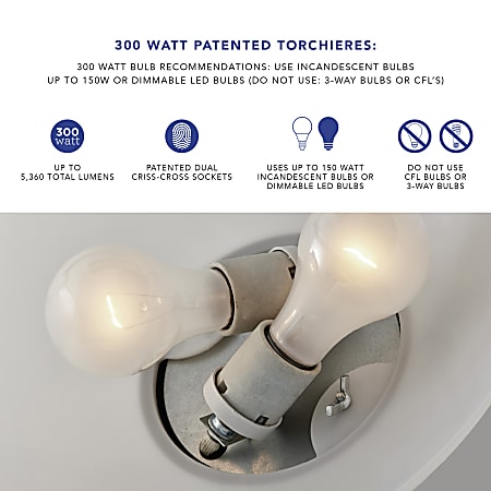 Adesso Harper 300w Torchiere Floor Lamp, Torchiere Floor Lamp Light Bulb