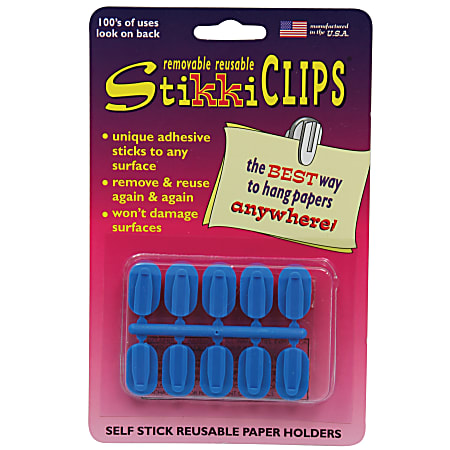 Stikkiworks Co. StikkiCLIPS®, 3/4", 6-Sheet Capacity, Blue, 10 Clips Per Pack, Set Of 6 Packs