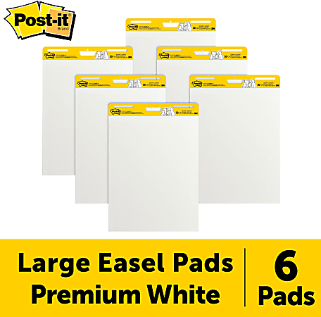 Post-it Self-Stick Easel Pads, White, 25 x 30 - 6 pack, 30 count each