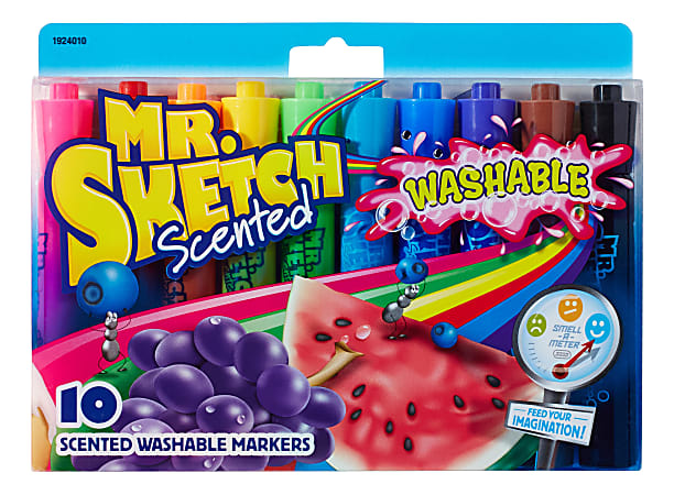 Mr. Sketch® Scented Markers, Chisel Tip, Assorted Ink Colors, Pack Of 10