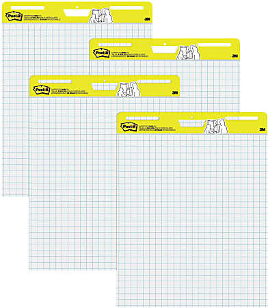Post-it® Super Sticky Easel Pads, 25" x 30", 4 Pads, 30 Sheets/Pad, Back to School Supplies for Classrooms, Blue Grid, White