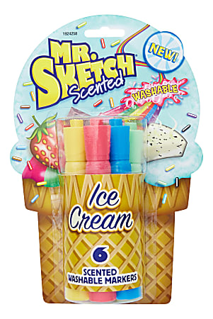 Mr. Sketch® Ice Cream Washable Scented Markers, Chisel Tip, Assorted Ink Colors, Pack Of 6
