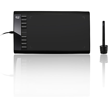 Adesso CyberTablet T12 - 10 x 6 in. Widescreen Graphic Tablet - Graphics Tablet - 10" x 6" - 5080 lpi Cable - 2048 Pressure Level - Pen - 1 - PC, Mac