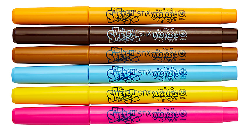 Mr. Sketch Movie Night Scented Markers Stix Fine Point Assorted Colors Pack  Of 6 - Office Depot