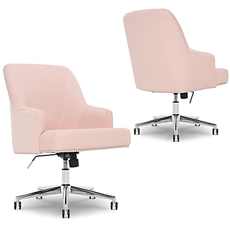 Serta Leighton Home Mid Back Office Chair Twill Fabric Blush