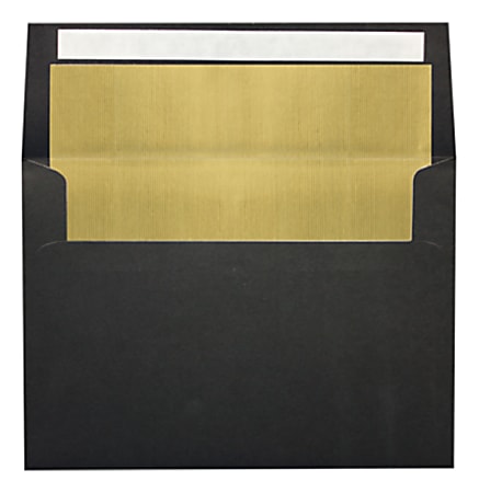 LUX Invitation Envelopes, A7, Peel & Stick Closure, Black/Gold, Pack Of 1,000
